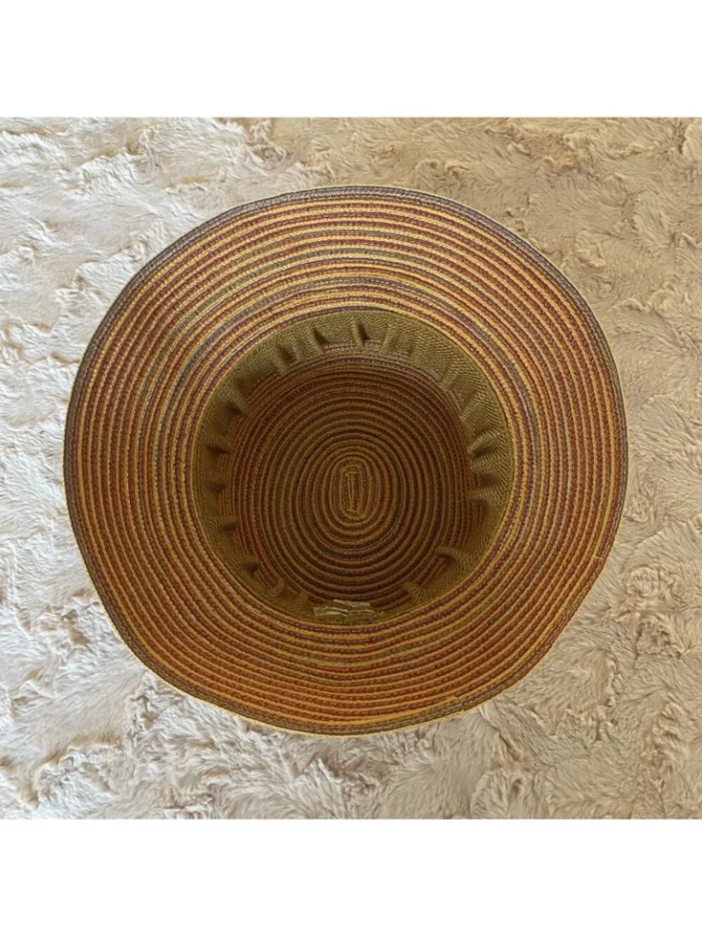 Eddie Bauer Sz M/L Multicolor Striped Straw Bucket Hat
